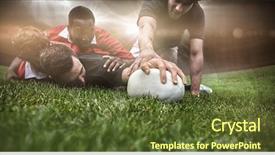  Presentation with rugby - Presentation theme with rugby players tackling during game background and a tawny brown colored foreground