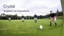  Presentation with rugby players - Audience pleasing theme consisting of rugby players training on pitch backdrop and a sky blue colored foreground