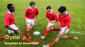  Presentation with rugby players - Presentation consisting of wram up - rugby players warming up background and a tawny brown colored foreground