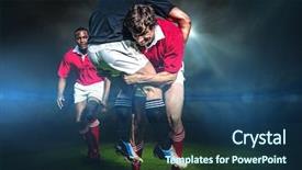 Presentation with rugby players - Slide deck enhanced with rugby stadium against rugby players background and a ocean colored foreground
