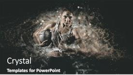  Presentation with ball sports - Presentation theme with rugby-woman-player-holds-ball background and a dark gray colored foreground