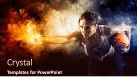  Presentation with ball sports - Slides featuring rugby-woman-player-holds-ball background and a wine colored foreground