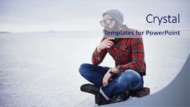  Presentation with sitting teddy bear isolated - Cool new PPT theme with rugged - beard lumbersexual hipster sitting backdrop and a sky blue colored foreground