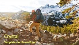  Presentation with nevada - PPT layouts featuring rugged - man with hiking equipment walking background and a tawny brown colored foreground