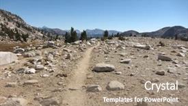  Presentation with trail - Presentation theme having rugged - mountain trail background and a coral colored foreground