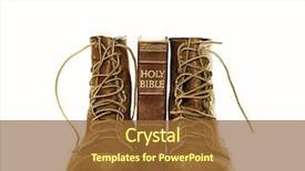  Presentation with bible boots - Audience pleasing slide deck consisting of rugged boots and bible isolated backdrop and a tawny brown colored foreground