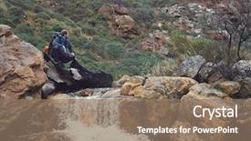  Presentation with adventure river - Presentation with rugged cross - adventure man crossing river background and a coral colored foreground