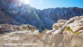 Presentation with hiking - Cool new presentation with rugged cross - man with hiking equipment walking backdrop and a  colored foreground