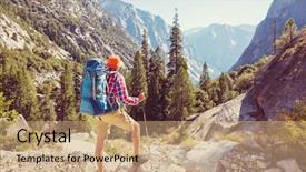  Presentation with hiking - Slides featuring rugged cross - man with hiking equipment walking background and a coral colored foreground