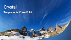  Presentation with equipment - Slides having rugged cross - man with hiking equipment walking background and a  colored foreground