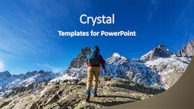  Presentation with hiking - Slide deck consisting of rugged cross - man with hiking equipment walking background and a  colored foreground