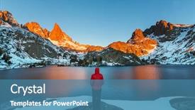  Presentation with equipment - Amazing PPT layouts having rugged cross - man with hiking equipment walking backdrop and a  colored foreground