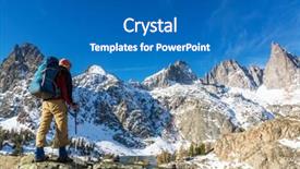  Presentation with equipment - Beautiful presentation theme featuring rugged cross - man with hiking equipment walking backdrop and a  colored foreground