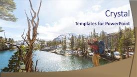  Presentation with hiking - PPT layouts with rugged cross - man with hiking equipment walking background and a  colored foreground