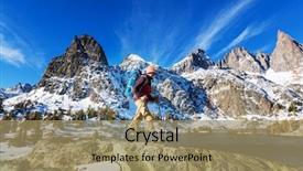  Presentation with couples hiking the mountains - Presentation with rugged cross - man with hiking equipment walking background and a  colored foreground