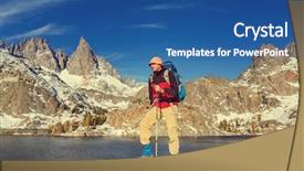  Presentation with couples hiking the mountains - Audience pleasing slides consisting of rugged cross - man with hiking equipment walking backdrop and a  colored foreground