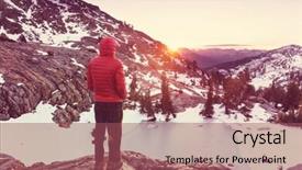  Presentation with hiking - PPT layouts consisting of rugged cross - man with hiking equipment walking background and a  colored foreground