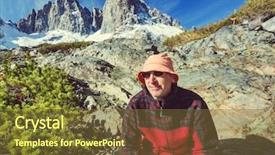  Presentation with hiking - Audience pleasing PPT theme consisting of rugged cross - man with hiking equipment walking backdrop and a  colored foreground