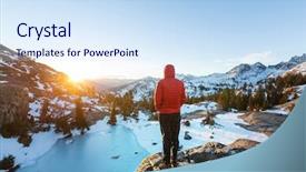 Presentation with nevada - Cool new PPT theme with rugged cross - man with hiking equipment walking backdrop and a  colored foreground