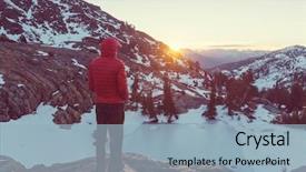  Presentation with hiking - Beautiful theme featuring rugged cross - man with hiking equipment walking backdrop and a  colored foreground