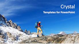  Presentation with nevada - Colorful PPT theme enhanced with rugged cross - man with hiking equipment walking backdrop and a  colored foreground