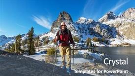  Presentation with hiking - Presentation featuring rugged cross - man with hiking equipment walking background and a  colored foreground