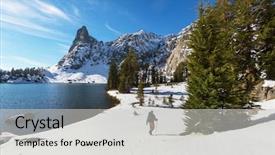  Presentation with hiking - Colorful presentation theme enhanced with rugged cross - man with hiking equipment walking backdrop and a  colored foreground