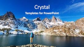  Presentation with hiking - Theme with rugged cross - man with hiking equipment walking background and a  colored foreground