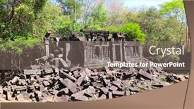  Presentation with world heritage - Presentation theme featuring ruin-in-koh-ker-complex background and a gray colored foreground