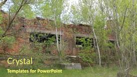  Presentation with house forest - Presentation theme with ruin-of-lost-abandoned-industiral background and a tawny brown colored foreground