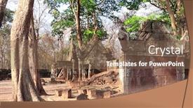  Presentation with heritage - PPT layouts consisting of ruin-of-prasat-krachap background and a violet colored foreground