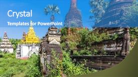  Presentation with village - Beautiful PPT layouts featuring myint ruins old city village backdrop and a teal colored foreground