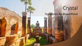  Presentation with ancient ruins - Slide set enhanced with ancient temple and buddha background and a soft green colored foreground