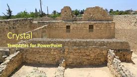  Presentation with ancient - Amazing PPT theme having ruine-of-ancient-kolossi-castle backdrop and a violet colored foreground