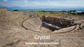  Presentation with amphitheater - Colorful presentation design enhanced with ruined amphitheater - pamukkale hierapolis turkey backdrop and a coral colored foreground