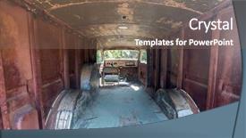  Presentation with 1940s - Presentation theme enhanced with ruined and abandoned panel truck background and a violet colored foreground