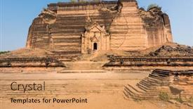  Presentation with world bank - PPT layouts having ruined-and-unfinished-mingun-pahtodawgyi background and a coral colored foreground