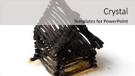  Presentation with white house - PPT theme enhanced with ruined house from matches background and a light gray colored foreground