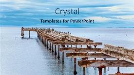  Presentation with strait - Colorful presentation design enhanced with ruined-ocean-pier-in-punta backdrop and a light blue colored foreground
