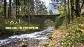  Presentation with forest bridge - Cool new PPT theme with ruined-old-bridge-over backdrop and a tawny brown colored foreground