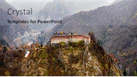  Presentation with romania - Presentation design featuring ruined-poenari-castle-in-romania background and a light gray colored foreground