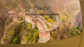  Presentation with romania history hunyad castle - Presentation theme with ruined-poenari-castle-in-romania background and a coral colored foreground
