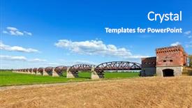 Presentation with railway - Cool new theme with ruined railway bridge at d backdrop and a cobalt blue colored foreground