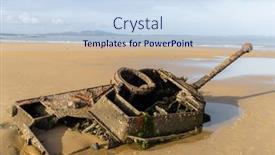  Presentation with taiwan - PPT theme enhanced with ruined-tank-on-the-sand background and a sky blue colored foreground