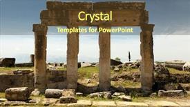  Presentation with elements - Presentation design with ruins - elements of the wall background and a tawny brown colored foreground