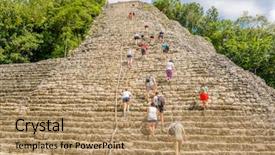  Presentation with mayan - Audience pleasing presentation theme consisting of ruins - fragment of mayan pyramid backdrop and a coral colored foreground