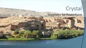  Presentation with nile river - Amazing PPT theme having ruins-along-the-bank backdrop and a cool aqua colored foreground