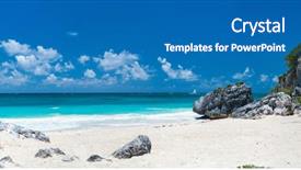  Presentation with mayan - PPT theme with ruins and beautiful caribbean coast background and a teal colored foreground