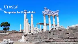  Presentation with heritage - Colorful PPT layouts enhanced with ruins-and-columns-of-temple backdrop and a cobalt blue colored foreground