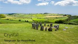  Presentation with ireland - Amazing slide set having ruins-at-dromberg-stone-circle backdrop and a gold colored foreground